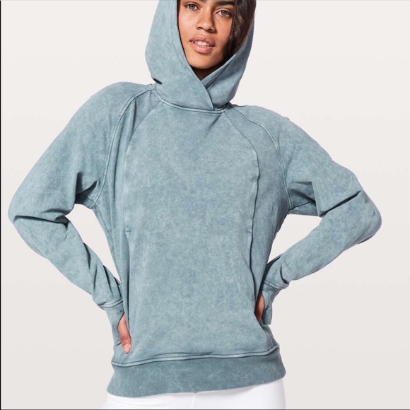 lululemon athletica Tops - Lululemon Scuba Pullover Washed Blue Charcoal